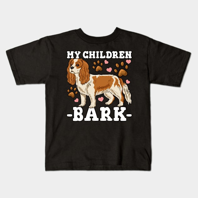 Cavalier King Charles Dog Mom Dog Dad Kids T-Shirt by KAWAIITEE